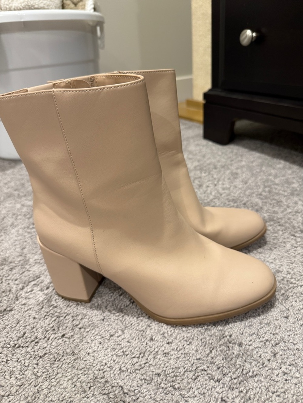 a new day Cream Block Heel Mid-Calf Boots